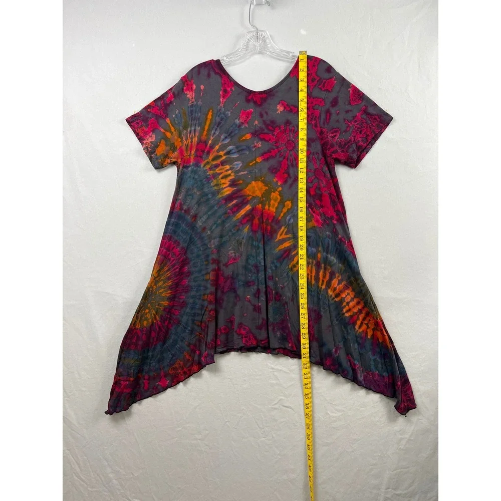 Kathmandu Imports Tunic Top Womens S/M Multicolor Tie Dye Stretch Boho Pockets - Picture 6 of 10